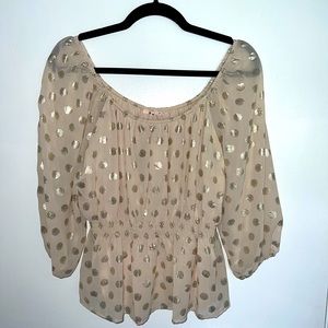 3/4 Sleeve Gold Polka Dot Francesca’s Blouse